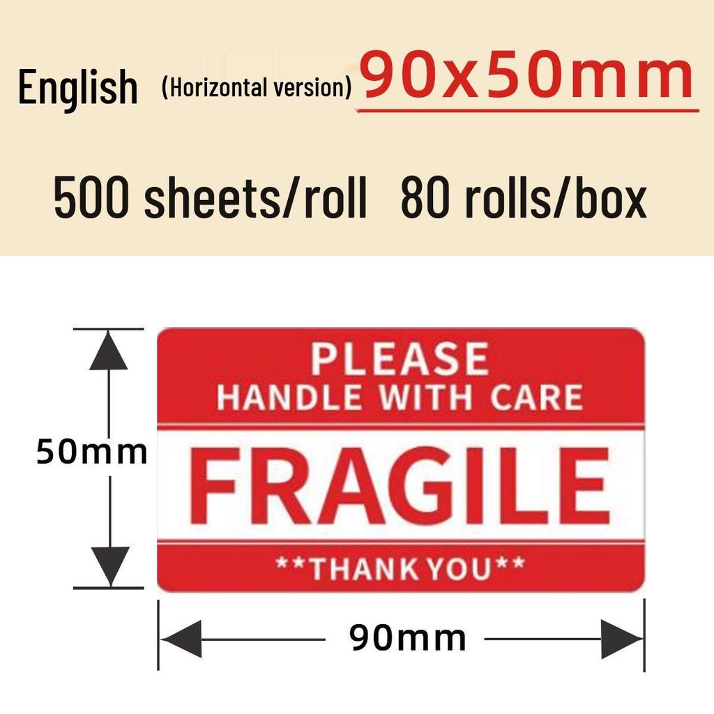 Fragile Warning Sticker for Logistics & Packaging - English Version