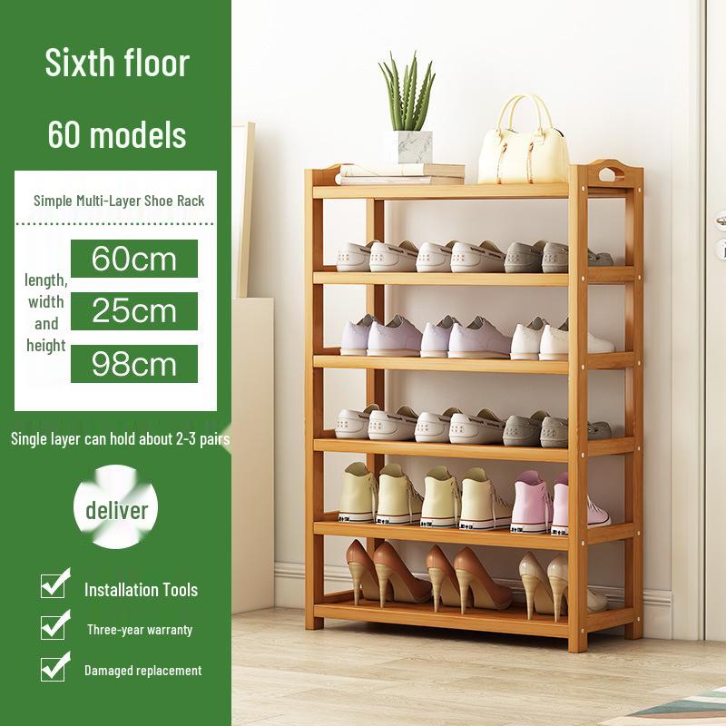 Camphor Bamboo Multi-layer Shoe Rack - Space-saving Floor Storage Cabinet for Dormitory Entrance