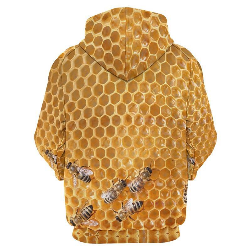 Cute Bee Pattern Hoodies Fashion Spring Autumn Mens Funny 3D Printed Long Sleeve Hoodie Casual Oversized Harajuku Pullovers