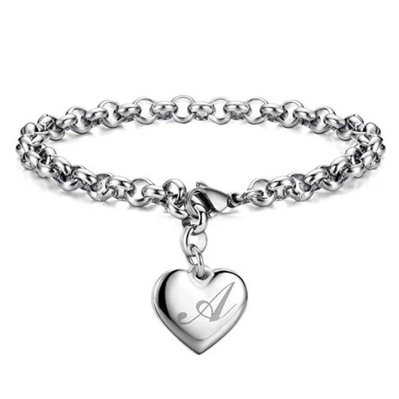 925 Sterlingsilber edles Herz 26 Buchstaben Kettenarmbänder für Frauen Mode Party Hochzeit Schmuck Geschenke