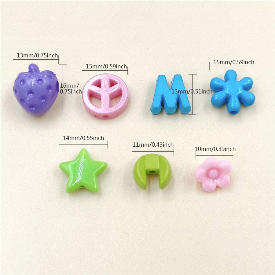 6 Solid Color Mixed 3D Designs Loose Beads With Hole Flower Star Strawberry Shape DIY Crafted for Jewelry Making Pendant  Jewelry Accessory