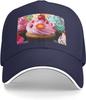 Cupcake Print Baseball Cap Polyester Adjustable Casual Summer Sun Protection Dad Hat