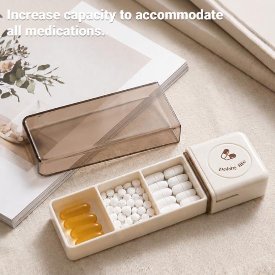 Mini Pill Box with Three Independent Grids and Cutter Slot Moisture-Proof Seal
