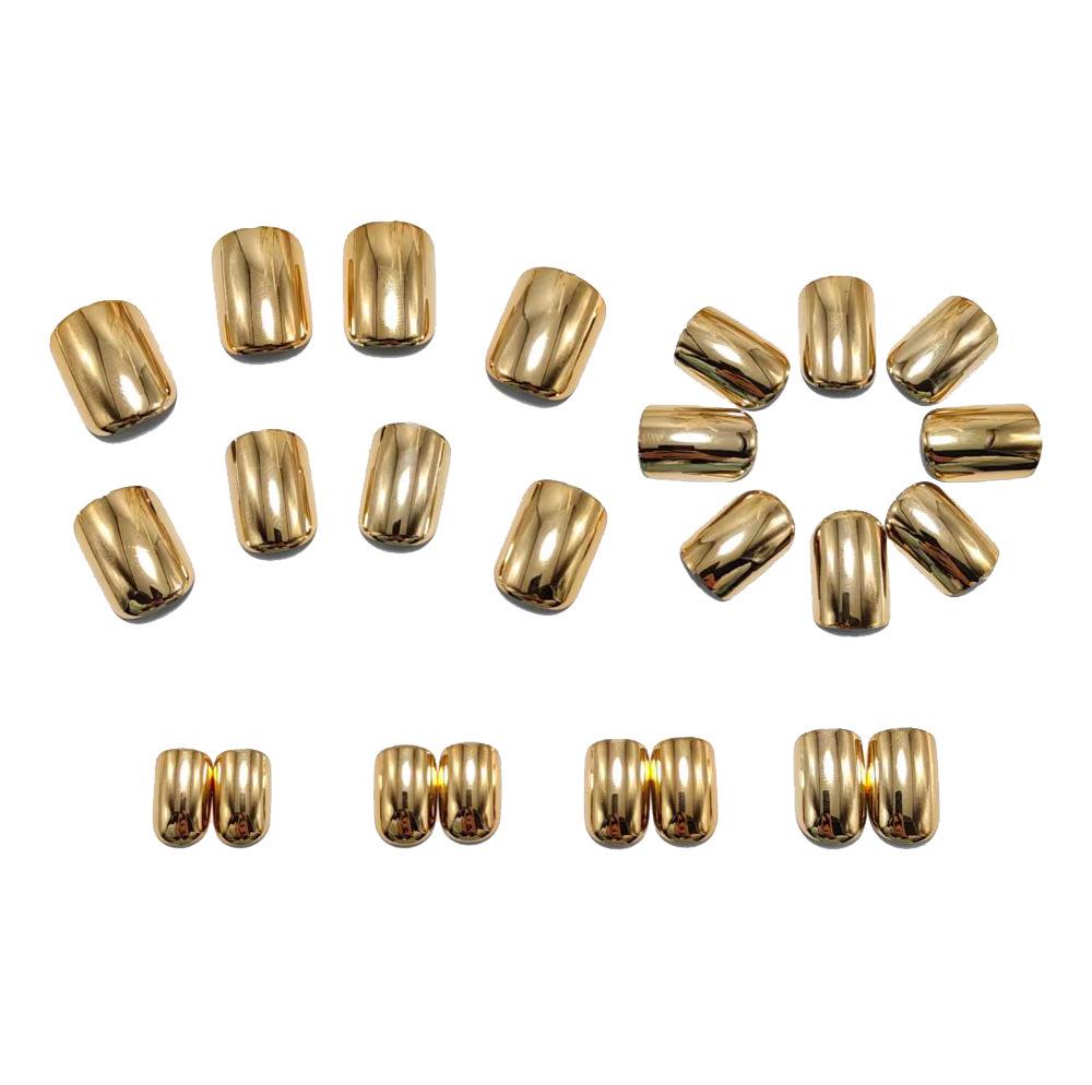 Chic European & American Ins-Style Gold-Plated Square Nail Art Stickers - 24 Removable Wearable Tips
