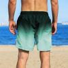 Men Beach Shorts Gradient Contrast Color Drawstring Elastic Waist Casual Daily Wear Pockets Thin Knee Length Summer Shorts Men Vacation Shorts