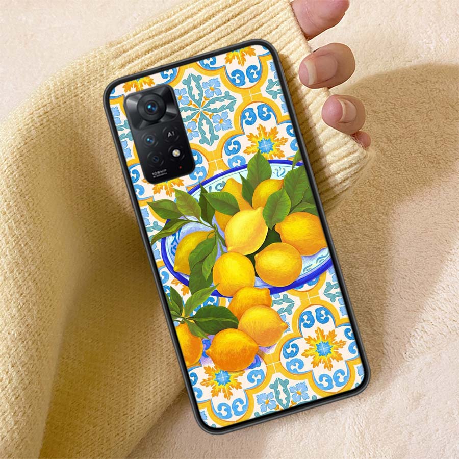 Mediterranean Lemon Phone Case For Redmi Note 13 14 15 Pro Plus 12 13C 12C 15C 9 10 10C 9T 9C 9A TPU Soft Cover Clear Cell Cases