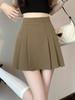 2024 Summer Black High Waist Pleated Midi Skirt - Petite Korean A-Line Skirt for Women