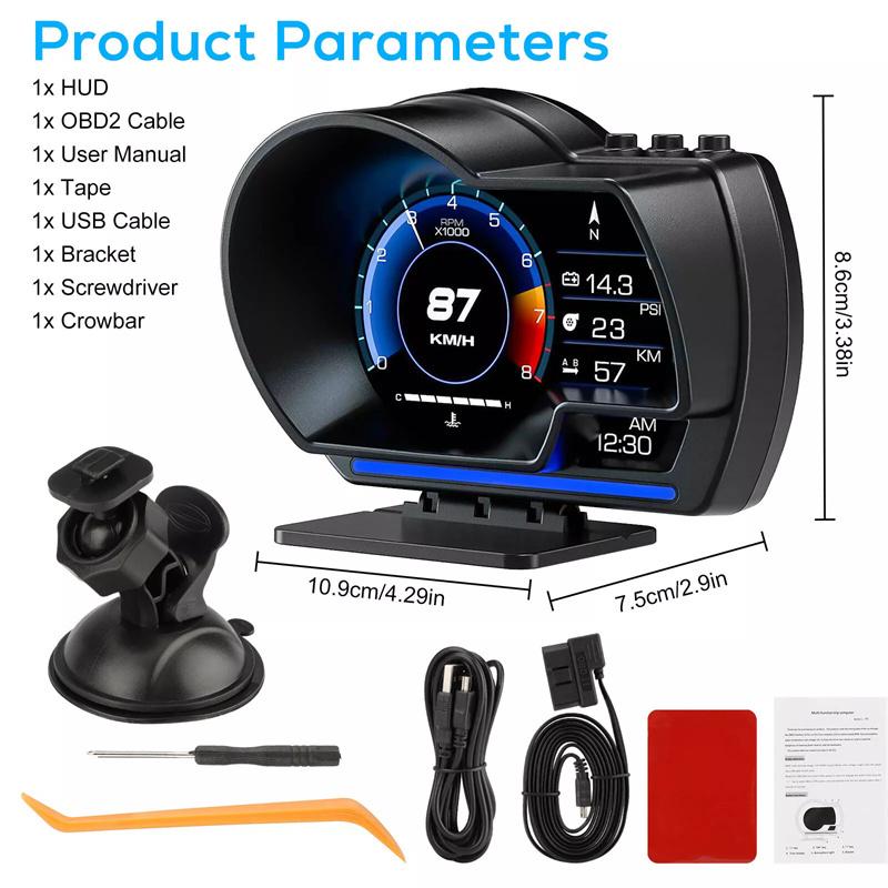 

Универсальный OBD2&GPS Двойной измерительный прибор Спидометр Проекционный дисплей Многофункциональный датчик Температура воды Турбо Автомобильные аксессуары HUD P6