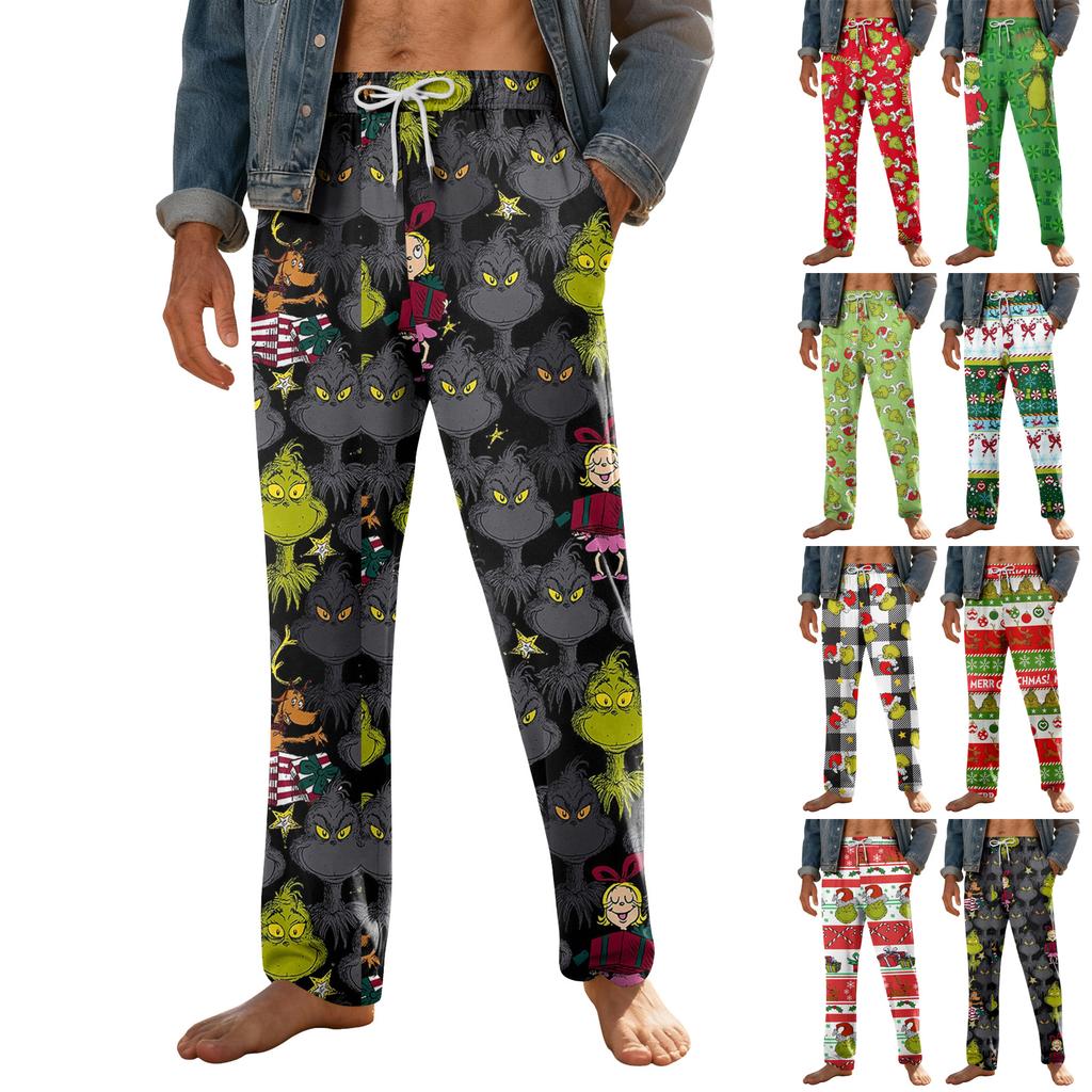 Pánské domácí měkké pyžamové kalhoty se stahovací šňůrkou s kapsami Sportovní kalhoty pro volný čas