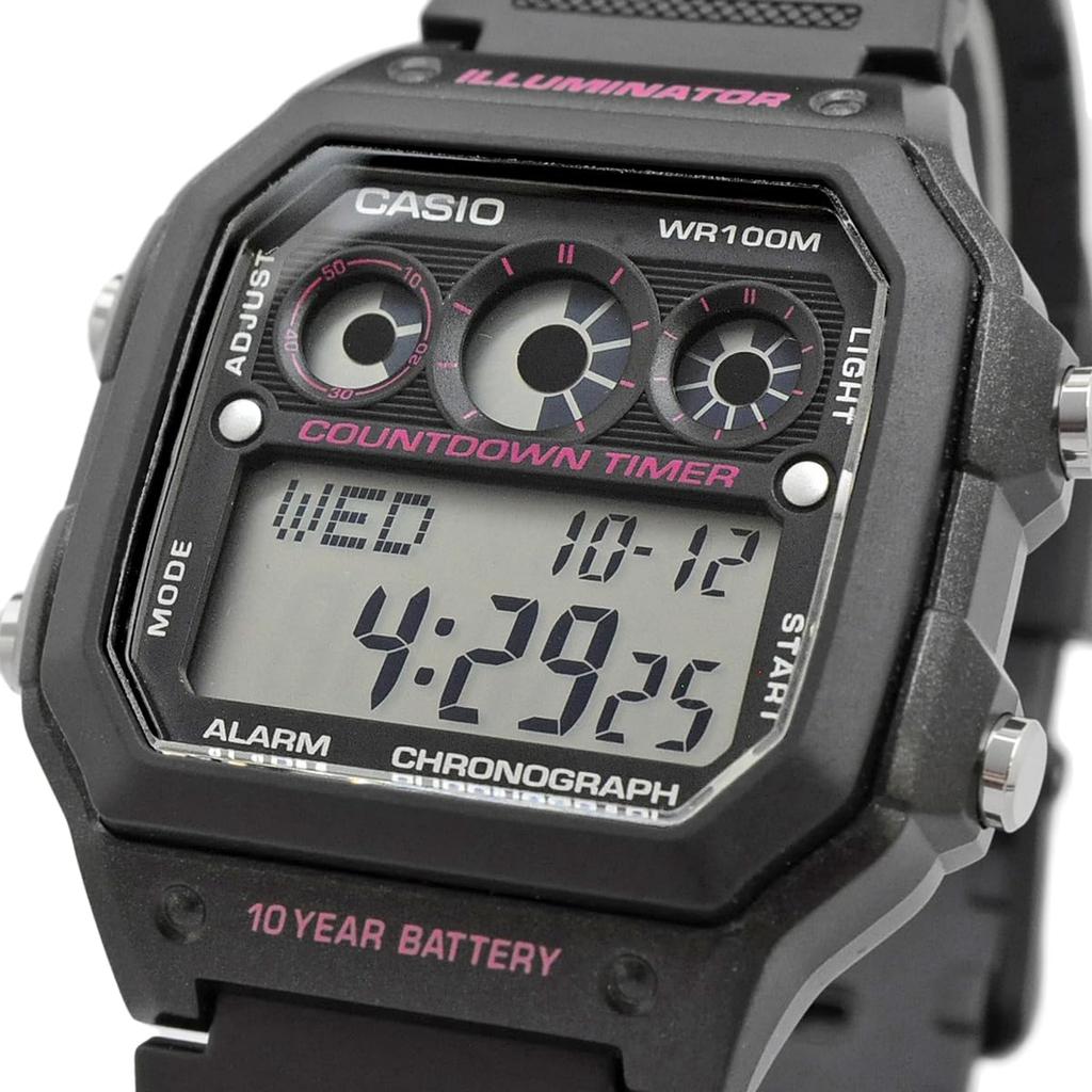 Casio Standardowy zegarek cyfrowy AE-1300WH-1A2V / -1300WH-2AV Męski Czarny / Metaliczny niebieski [Importowany]