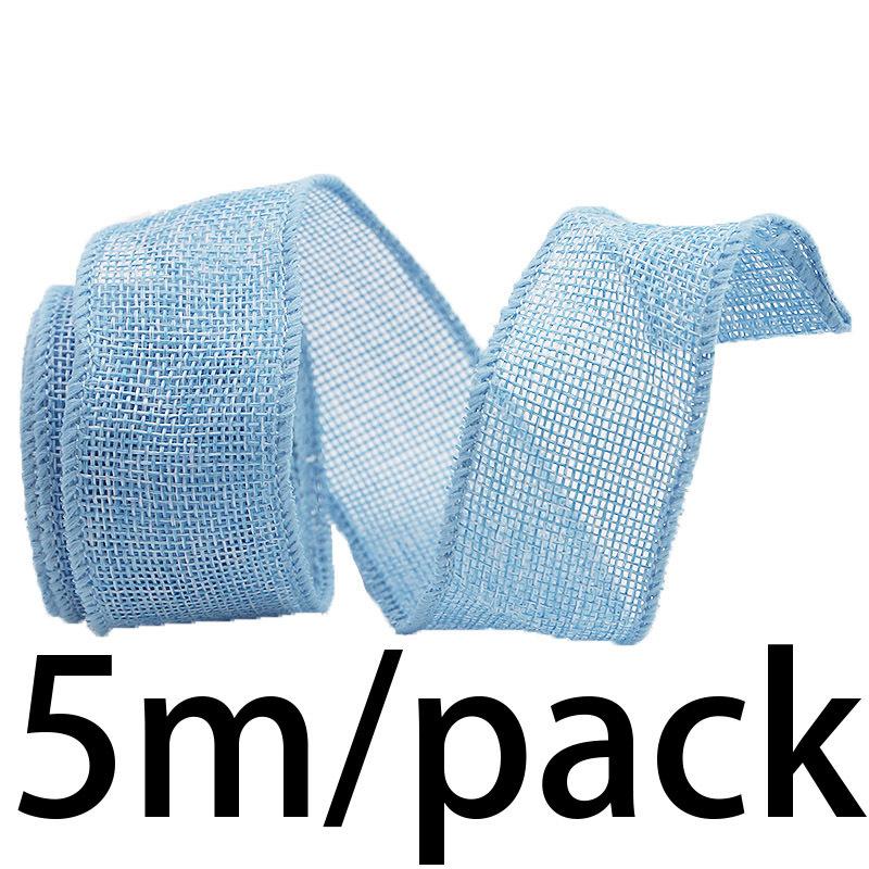 (5 meters/pack) 40mm color linen fabric iron wire edge ribbon gift box packaging ribbon festival decoration handmade DIY
