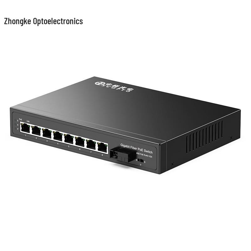Zhongke Optoelectronics Gigabit 1-Optical-8-Electrical POE Fiber Optic Transceiver