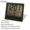 Digital LCD Folding Desktop Travel Alarm Clock Calendar Temperature Snooze Clock