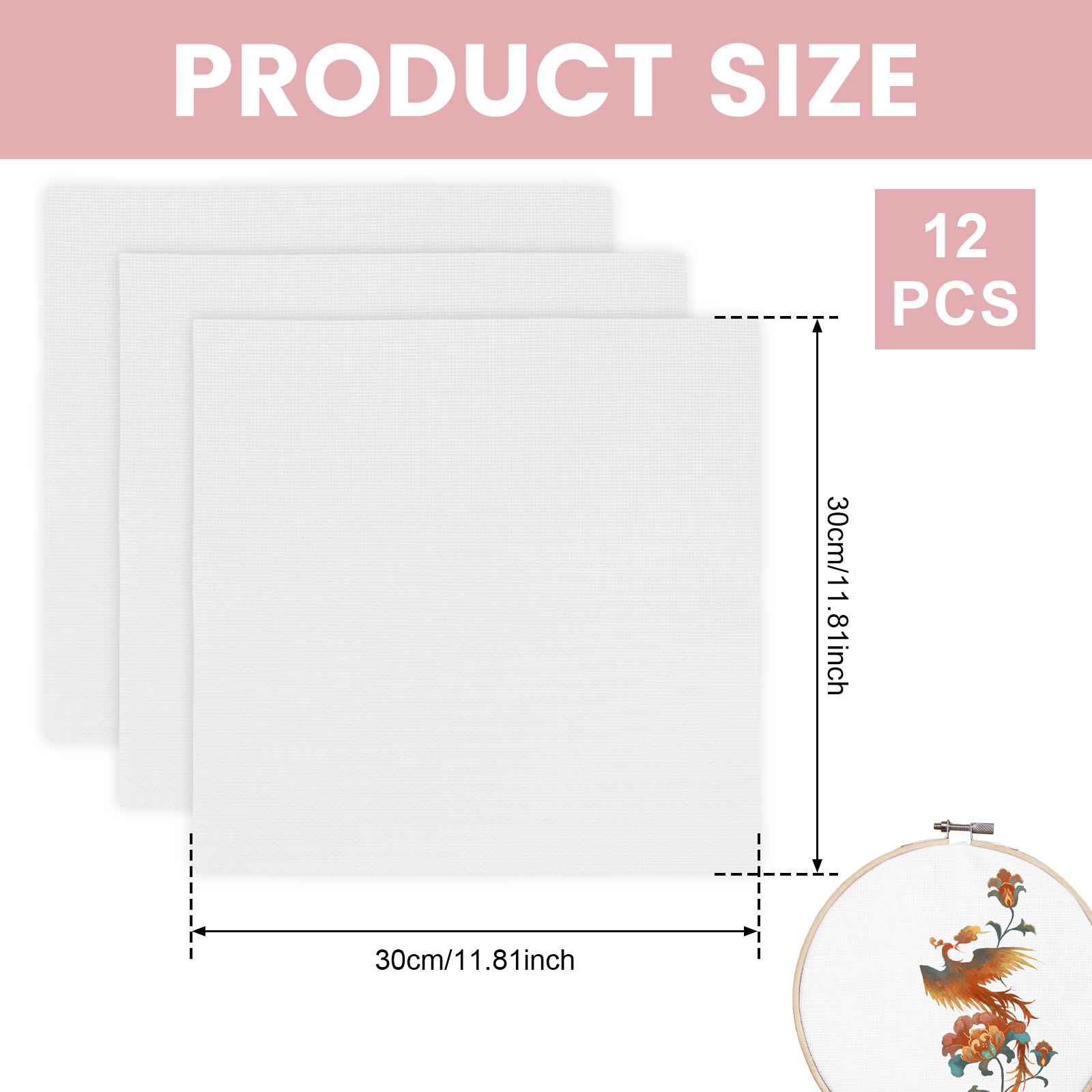 

12 шт. Хлопковая ткань для рукоделия с четкой сеткой Квадратная ткань для вышивания Однотонная ткань для вышивания крестом 30x30см Вышивка