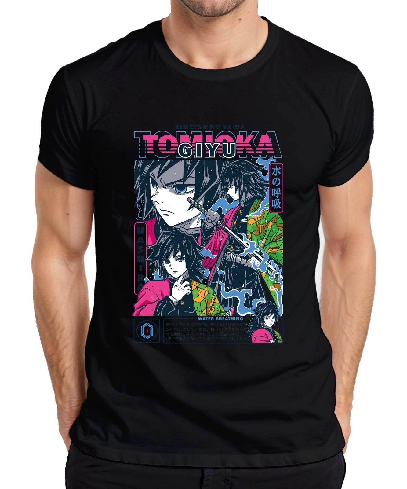 Giyu Tomioka Kimetsu no Yaiba Water Breathing Schwert Hashira Herren T-Shirt L