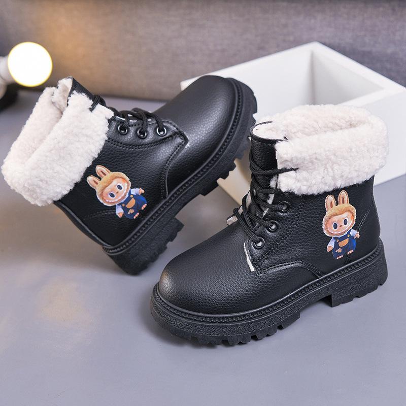 Versatile 2025 Autumn/Winter Cartoon Waterproof Leather Martin Boots for Toddlers - Boys & Girls