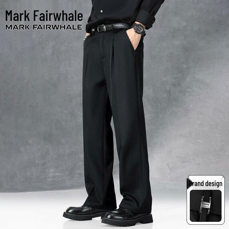 Mark Fairwhale Men s Ice Silk Wide-Leg Casual Pants XL чёрный