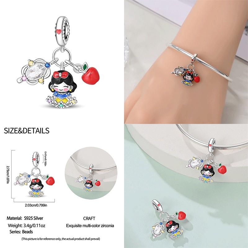 New 100% 925 Silver Pumpkin Car Princess & Cactus Pendant Fit 925 Bracelet Jewelry Making Women Gift