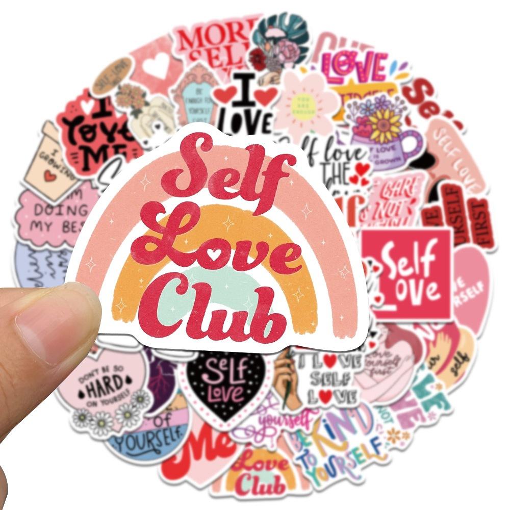 50pcs Self Love Inspirational Words Stickers Graffiti Motivational Quotes for Adults Laptop Phone Bottle Luggage Bottle Decals
