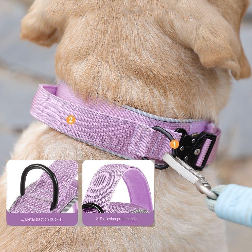 Adjustable Pet Dog Collar Polyester Fiber Pet Reflective Collar Dog Training Collar  Outdoor