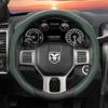 Zkfan8 Suitable for Ram Perforated Leather Steering Wheel Cover, Non-Slip, Sweat-Absorbent, Breathable, Integrated Snap-On Protective Cover for Pickup