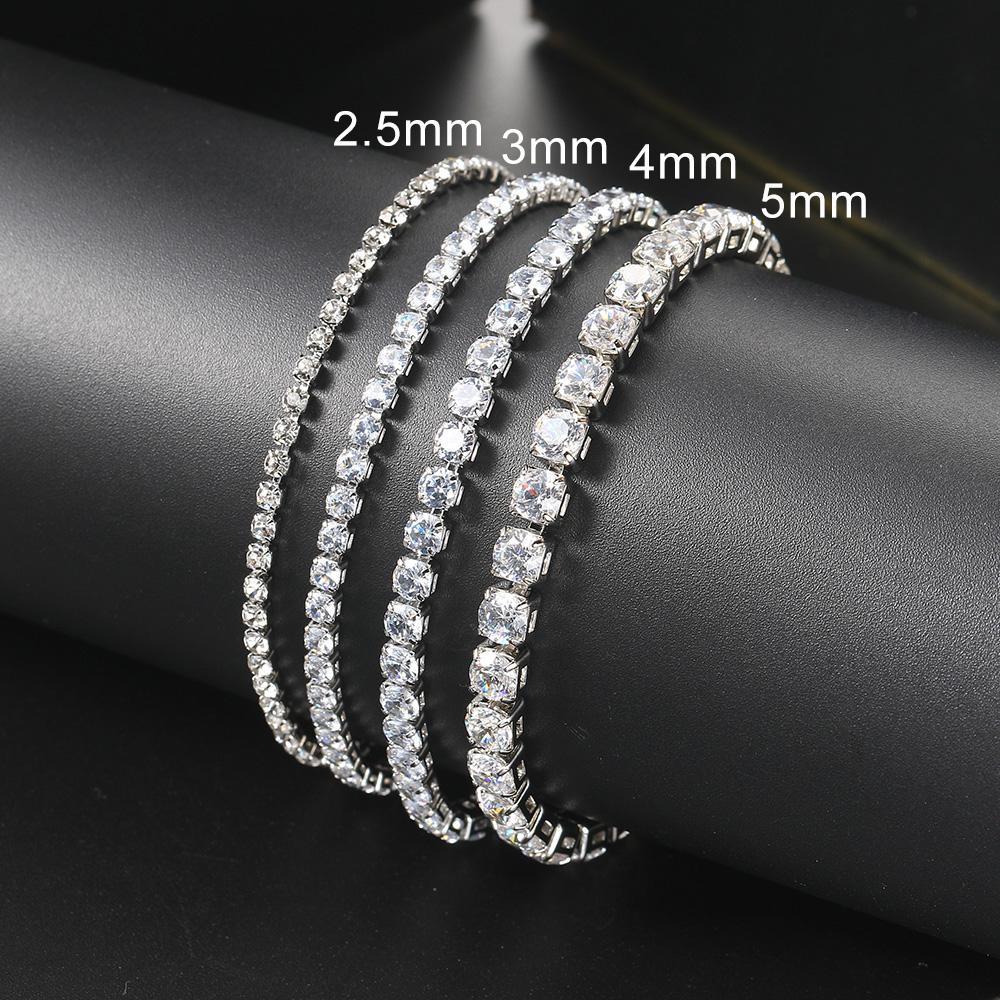 Hip Hop Iced Out 3/4/5mm Crystal Tennis Bracelet for Men Homme Punk Zirconia Women's Chain On Hand Streetwear Trendy Jewelry