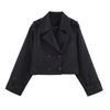 Women Double Breasted Lapel Short Trench Jacket Coat