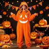 Disfraces de Festival de Carnaval Halloween Mono de Calabaza Pijamas para Adultos, Ropa de Felpa con Capucha de Forro Polar, Ropa de Casa Holgada de Talla Grande a Juego para Familia