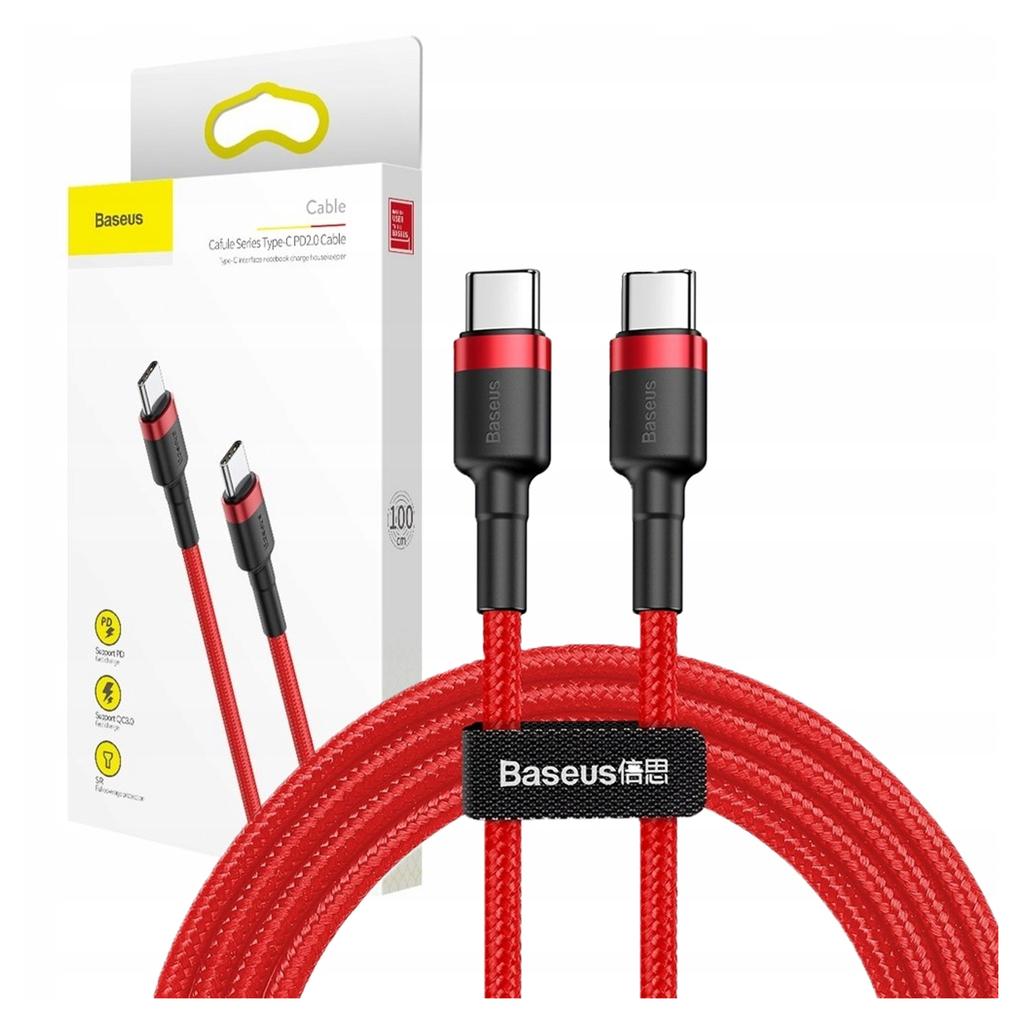 Kabel Usb-C Do Usb-C Pd Baseus Cafule Pd 2.0 Qc 3.0 60W 1M (Czerwony)