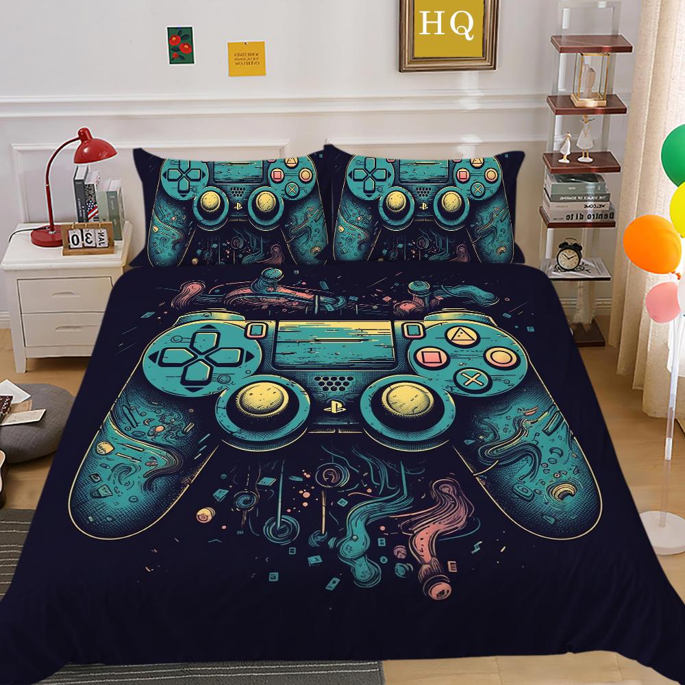 Set da letto 3D con stampa di console di gioco per la casa, moda ragazzo, copriletto taglia singola, set copripiumino, poliestere, tessili per la casa