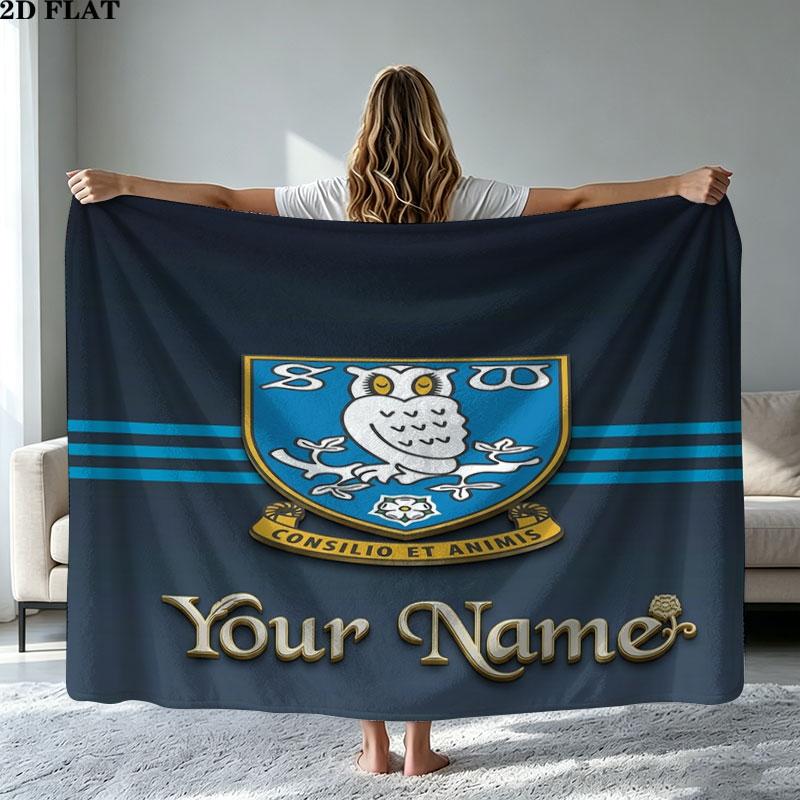 1PC Sheffield Wednesday Football Club Custom Name Patterned Flannel Blanket Suitable For All Seasons for Home Decor Warmth and Comfort Gifts Holiday P