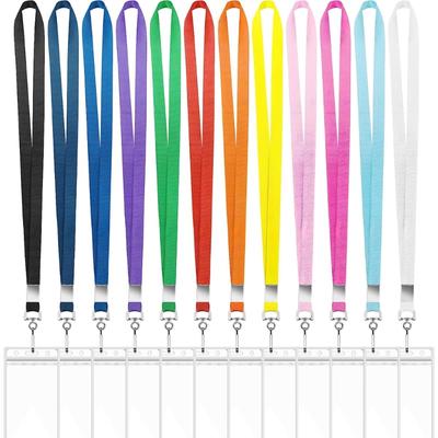 4 Stück Lanyards für den Hals mit 4 Kartenhaltern Klare wasserabweisende Kartenhalter und Lanyard Vertikaler Namensschildhalter