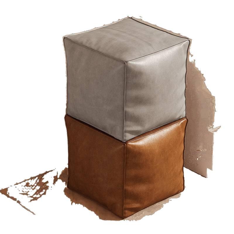 Skórzany marokański puf: Puf z funkcją przechowywania do salonu, Podnóżek do sofy, Stojak na nieużywane ubrania, Stołek do wykuszowego okna