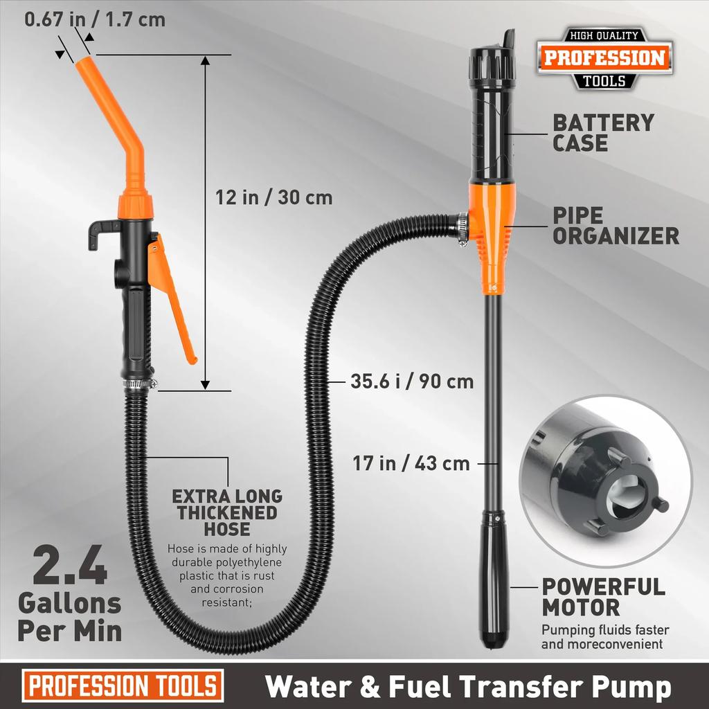 Benzinli Araçlar İçin Elektrikli Transfer Pompası Taşınabilir Pil Güçlü Transfer Pompası Ekipmanı Yakıt Yağı Benzin Su Petrol İçin Tabancalı Ağızlı