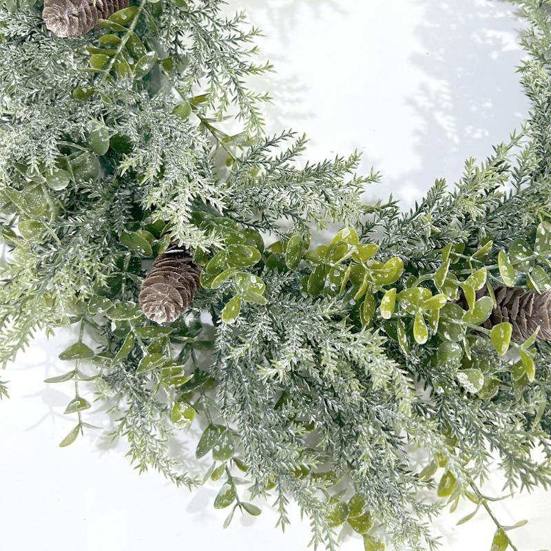 Mock Eucalyptus Pine Wreath Decorations for Christmas Holiday Doors Hang Large Garland Door Ornaments for Parties