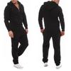 Men's Casual Zipper Hooded Jacket & Drawstring Pants Set for Autumn/Winter