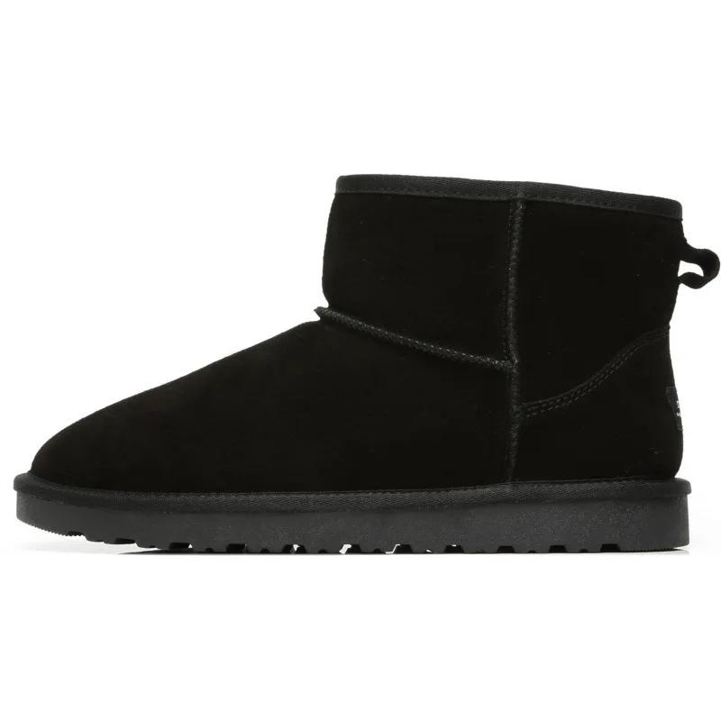 Fashion Men's Boots Cowhide Insulated Plush Snow Boots Genuine Leather Women's Shoes  Winter Women's Boots  Ankle Boots