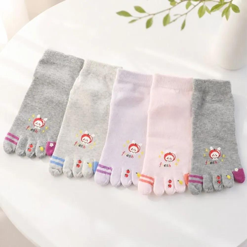 Pierre Cardin Women's Fashion Toe Socks Fruit 5-Pair Dewdrop Summer Socks Foot Odor Prevention