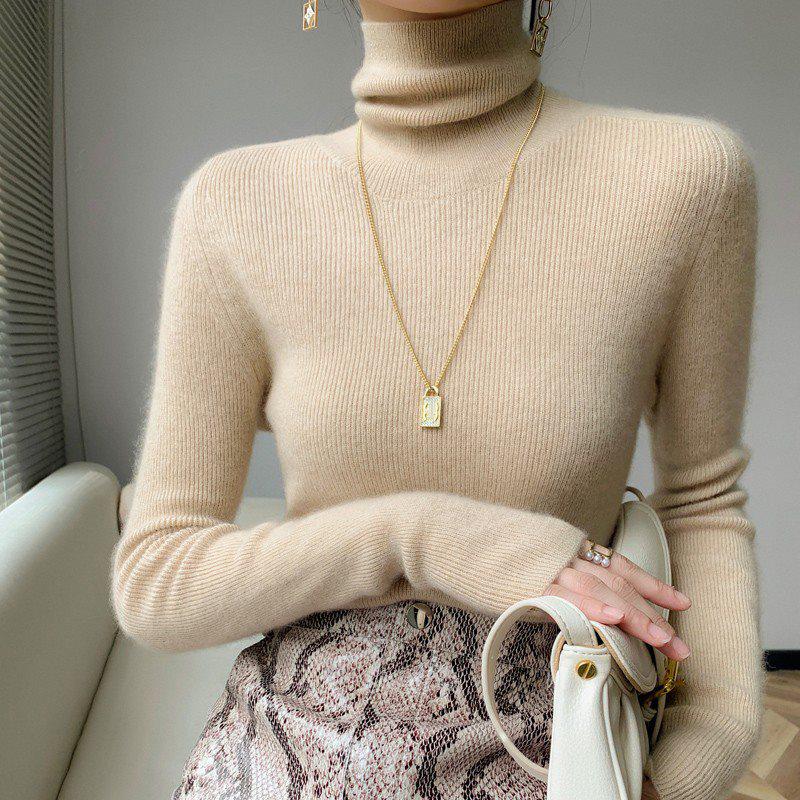 Women's Slimming High-Neck Knit Sweater - Soft, Glutinous, and Perfect for Spring & Autumn 2025
