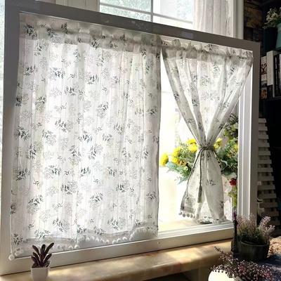 1 Panel French Country Valance Curtain Cafe Curtains Rod Pocket Drapes for Living Room Kitchen Small Windows Bedroom Decorations