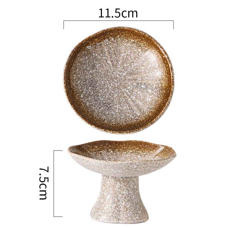 ZISIZ Retro Ceramic High-Foot Snack & Dessert Plate