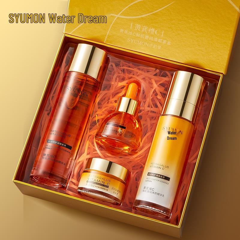 Shui Yun Meng Firming & Hydrating Skincare Set with Astragalus & Vitamin C - 4-Piece Cream & Essence for Wrinkle Reduction