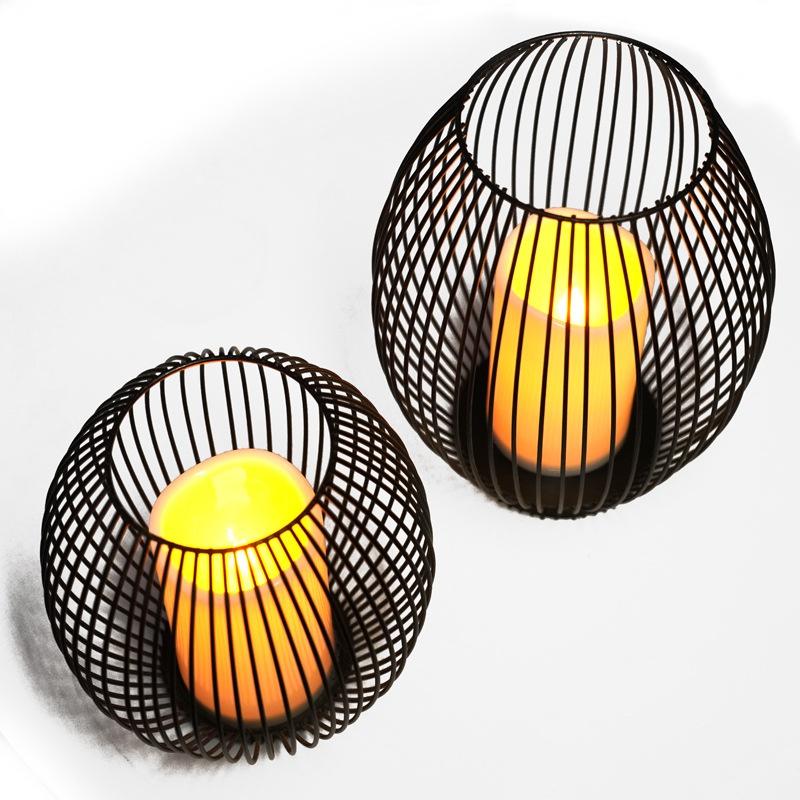 İskandinav Minimalist Ferforje Dekorasyon Gece Lambası Led Simülasyon Mum Kahve Restoran Yaratıcı Kapalı Ev El Sanatları