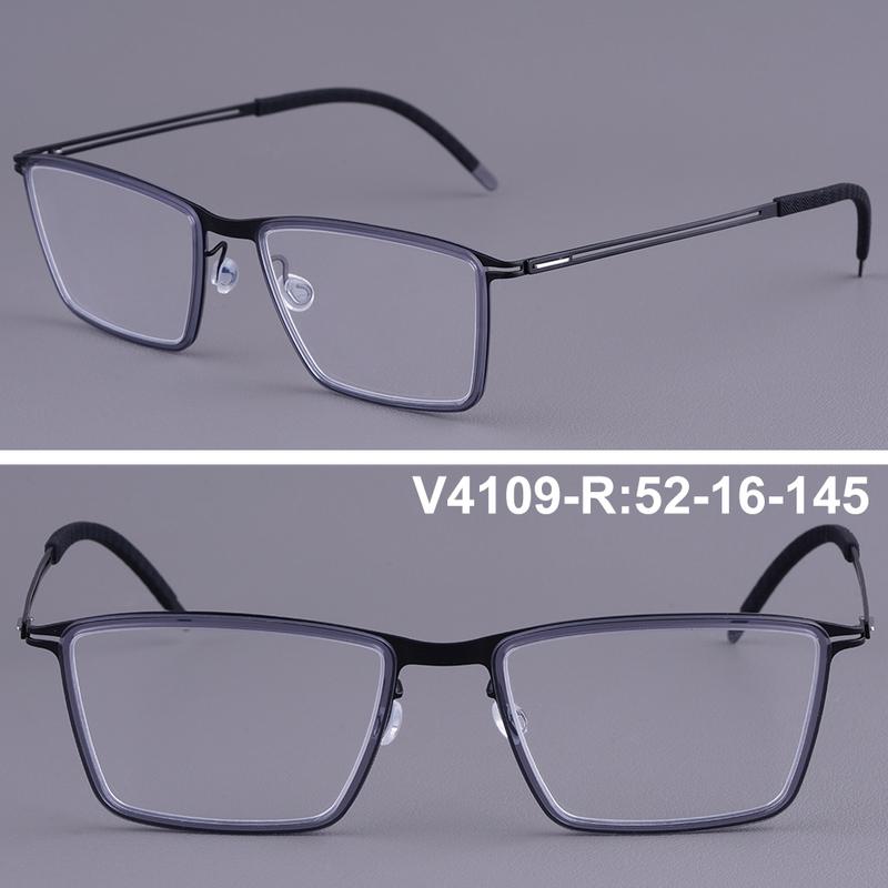 Norway V4109-R Men Business Square Ultralight Titanium Glasses Frames Women Screwless Eyeglasses High Quality Handmade Spectacle