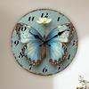 Vintage Butterfly and Flower Wall Clock, Rustic Decorative Silent Quartz Clock for Living Room Decor