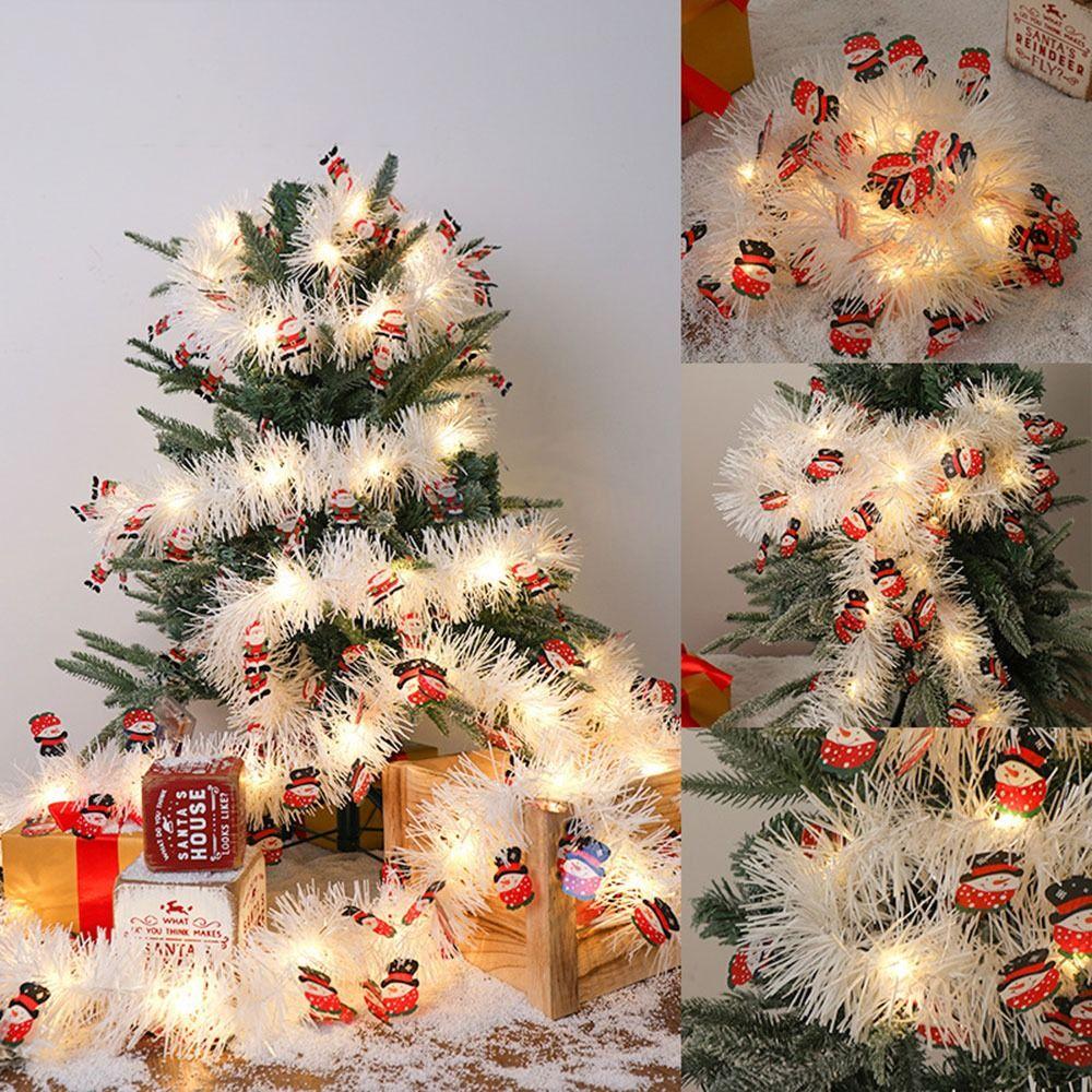Neue 5M Weihnachts-Lichterkette Weihnachtsmann Weihnachts-Schneeflocken-Dekoration Farbstreifen Weihnachts-Wollstreifen Szenenlayout