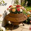 Creatieve Metalen Bloempot UFO Planter Retro Roestige Buitenaardse Ruimteschip Plantenpot Nieuwigheid Unieke Sci-Fi Woondecoratie Container voor Vetplanten En