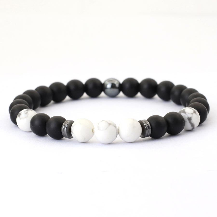 Frosted Black Onyx 8mm Tiger Eye Stone Beaded Bracelet Men Couple Natural Strings Casual Accessories Holiday Gifts