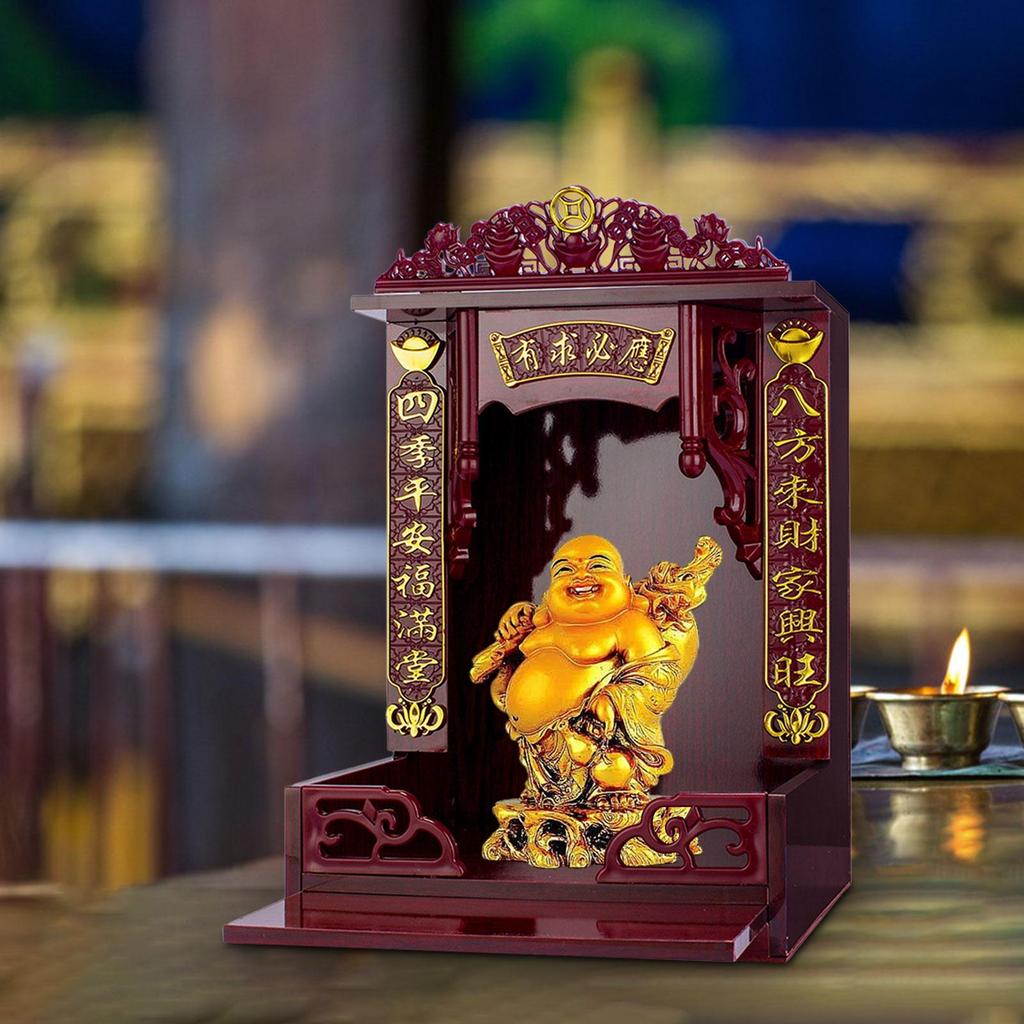 Shrine Buddha Altar with Pull Board Home Temple Year Buddhist Niche Display Stand Tabletop