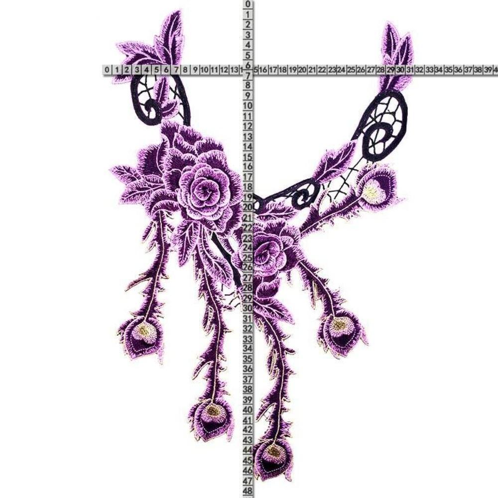 3D Embroidered Sewing On Patches Floral Hollowed Out Rose Flower Patch Sticker Detachable Multicolor Neckline Collar Applique